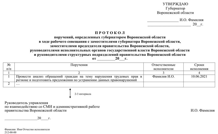 Указ губернатора Воронежской области от 09.03.2022 № 47-у "Об утверждении Инструкции по делопроизводству в правительстве Воронежской области, исполнительных органах государственной власти Воронежской области "