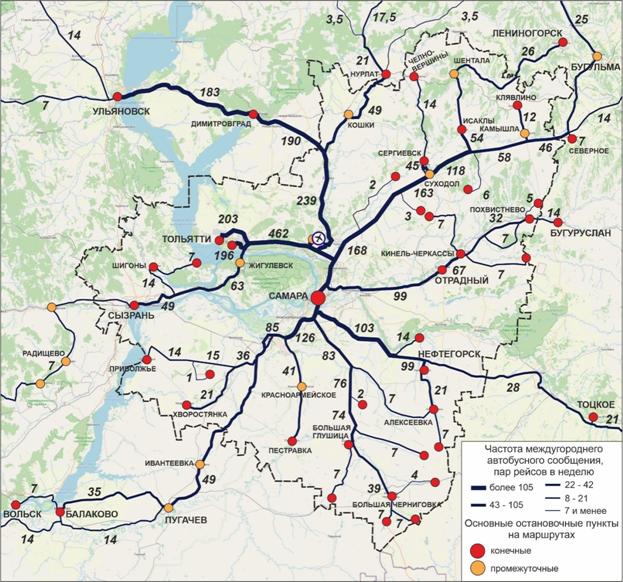 Карта междугородних автобусов. Самарско-Тольяттинская агломерация карта.